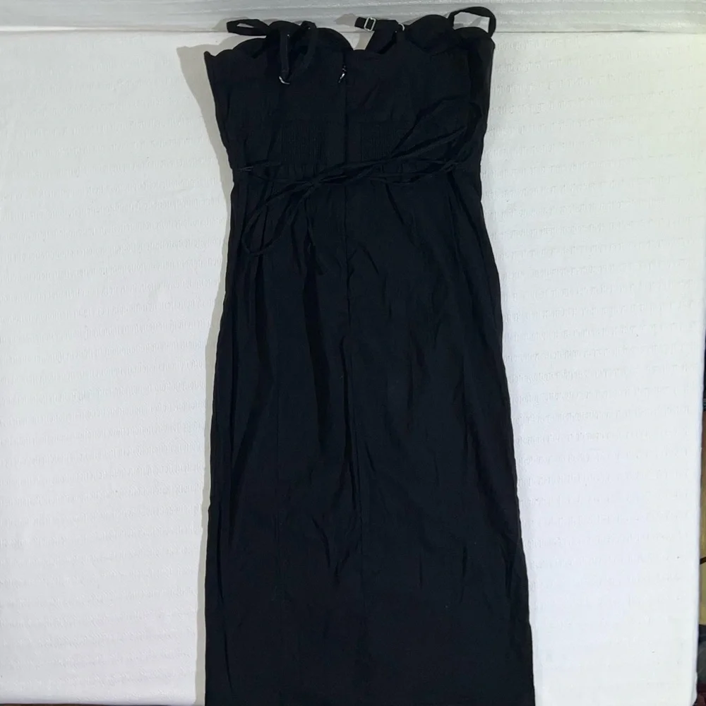 Anthropologie Womens Midi Dress Size 6 Black Preppy Party Celebration Front Slit - Picture 8 of 14